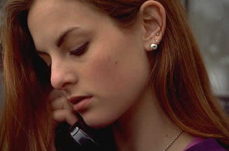 Alice on phone posed by a model